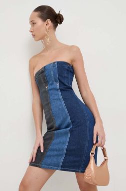 Rifľové šaty Moschino Jeans mini, priliehavá