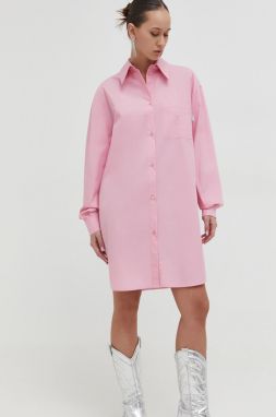 Bavlnené šaty Moschino Jeans ružová farba, mini, oversize