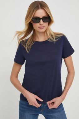 Bavlnené tričko Lauren Ralph Lauren dámsky, tmavomodrá farba