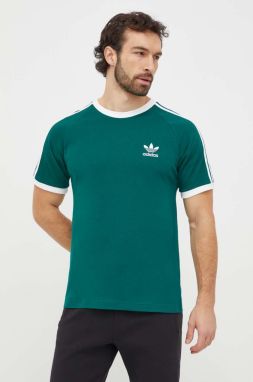 Bavlnené tričko adidas Originals 3-Stripes Tee pánske, zelená farba, s nášivkou, IM9387