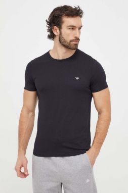 Bavlnené tričko Emporio Armani Underwear 2-pak čierna farba, jednofarebný