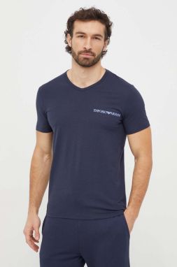 Tričko Emporio Armani Underwear 2-pak tmavomodrá farba, s potlačou