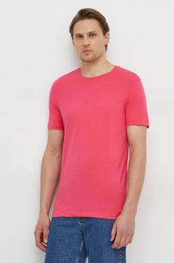 Bavlnené tričko United Colors of Benetton pánsky, ružová farba, jednofarebný