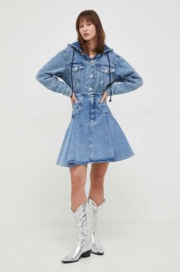 Rifľová sukňa Moschino Jeans mini, áčkový strih