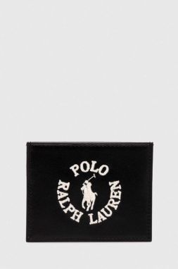 Kožené puzdro na karty Polo Ralph Lauren čierna farba