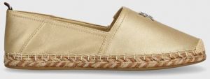 Kožené espadrilky Tommy Hilfiger TH GOLD FLAT ESPADRILLE zlatá farba, FW0FW07694