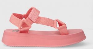 Sandále Tommy Jeans TJW EVA SANDAL dámske, ružová farba, na platforme, EN0EN02466