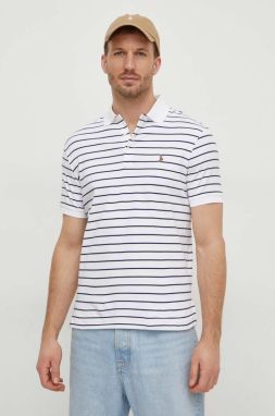 Bavlnené polo tričko Polo Ralph Lauren biela farba, vzorovaný