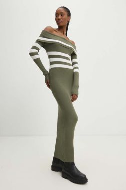 Vlnená sukňa Answear Lab zelená farba, maxi, priliehavá