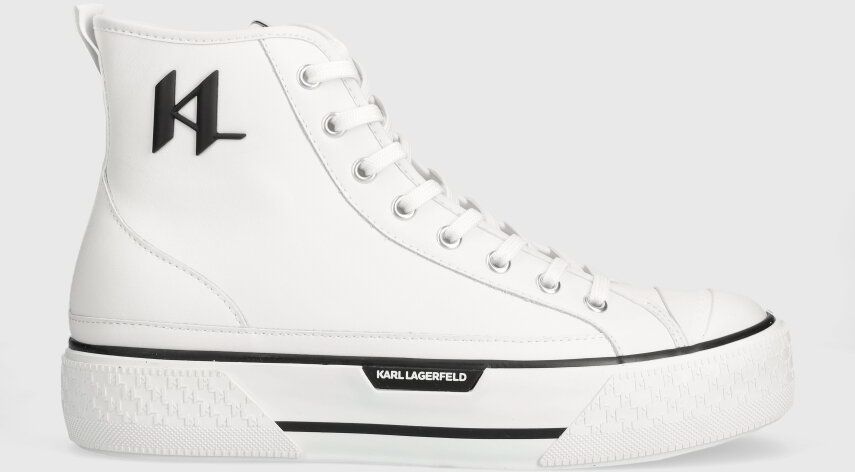 Kožené tenisky Karl Lagerfeld KAMPUS MAX KL pánske, biela farba, KL50450