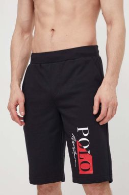 Pyžamové šortky Polo Ralph Lauren pánske, čierna farba, s potlačou