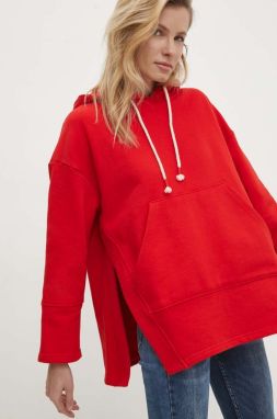 Mikina Answear Lab dámska, červená farba, s kapucňou, jednofarebná
