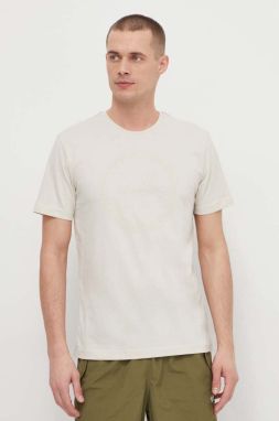 Bavlnené tričko EA7 Emporio Armani pánsky, béžová farba, s potlačou