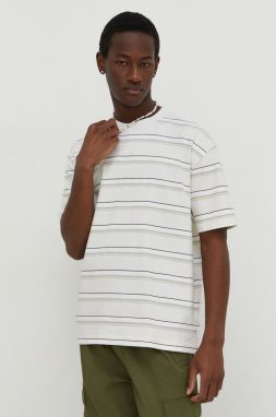 Bavlnené tričko Hollister Co. pánsky, béžová farba, vzorovaný