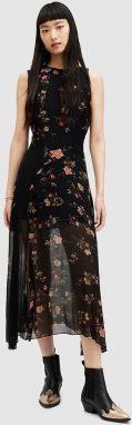 Šaty AllSaints Jules Floral Tanana čierna farba, midi, áčkový strih