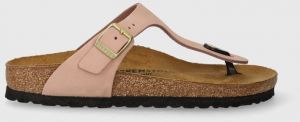 Semišové žabky Birkenstock Gizeh dámske, ružová farba, na plochom podpätku, 1026563