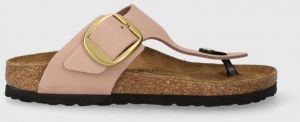 Semišové žabky Birkenstock Gizeh Big Buckle dámske, ružová farba, na plochom podpätku, 1027113