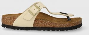 Nubukové šľapky Birkenstock Gizeh béžová farba, na plochom podpätku, 1026600