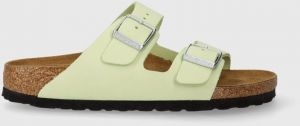 Semišové šľapky Birkenstock Arizona dámske, zelená farba, 1026710