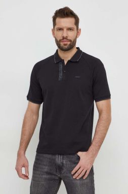 Bavlnené polo tričko Calvin Klein čierna farba, s nášivkou