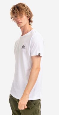 Bavlnené tričko Alpha Industries Backprint T 128507.09-white, biela farba, s potlačou, 128507 09