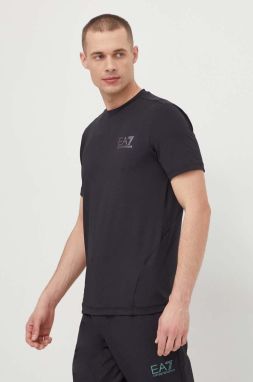Tričko EA7 Emporio Armani pánsky, čierna farba, s potlačou