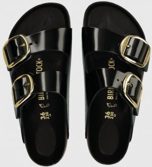 Kožené šľapky Birkenstock Arizona Big Buckle dámske, čierna farba, 1021471