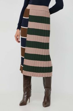 Vlnená sukňa Weekend Max Mara béžová farba, maxi, áčkový strih