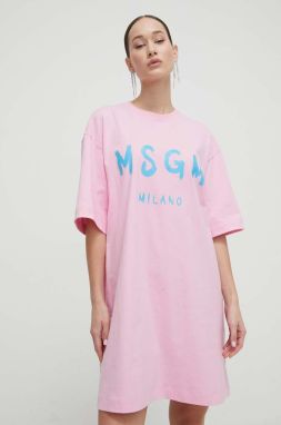 Bavlnené šaty MSGM ružová farba, mini, rovný strih