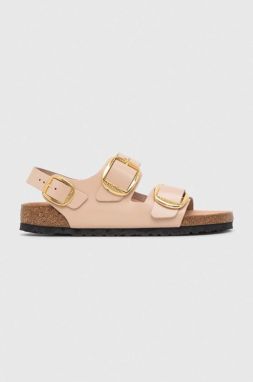 Kožené sandále Birkenstock Milano Big Buckle dámske, béžová farba, 1026484