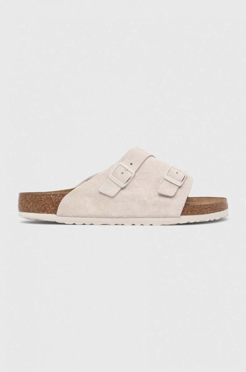 Semišové šľapky Birkenstock Zürich pánske, béžová farba, 1025028