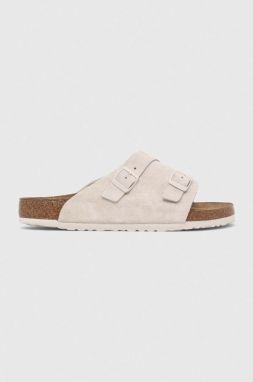 Semišové šľapky Birkenstock Zürich pánske, béžová farba, 1025028