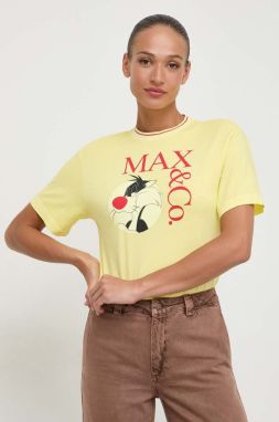 Bavlnené tričko MAX&Co. x CHUFY dámske, žltá farba