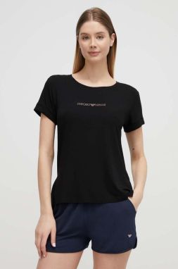 Plážové tričko Emporio Armani Underwear čierna farba