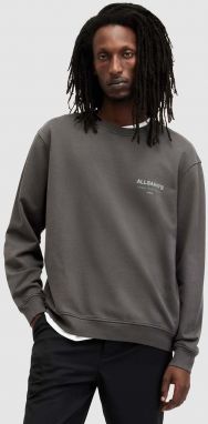 Bavlnené tričko s dlhým rukávom AllSaints šedá farba, s potlačou