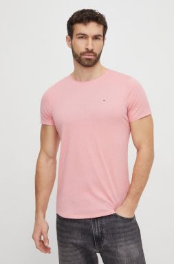 Tommy Jeans ružová farba, jednofarebný