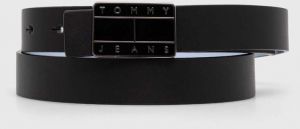 Obojstranný kožený opasok Tommy Jeans dámsky, čierna farba