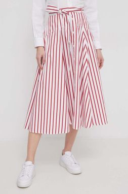 Bavlnená sukňa Polo Ralph Lauren červená farba, midi, áčkový strih