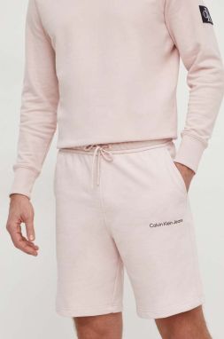 Bavlnené šortky Calvin Klein Jeans ružová farba