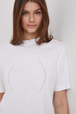 Bavlnené tričko Calvin Klein dámsky, biela farba