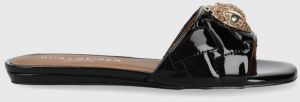 Kožené šľapky Kurt Geiger Kensington Flat dámske, čierna farba, 8496100309