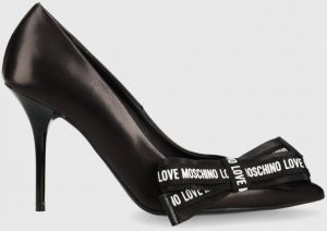 Semišové lodičky Love Moschino čierna farba, JA10169G1HIE0000