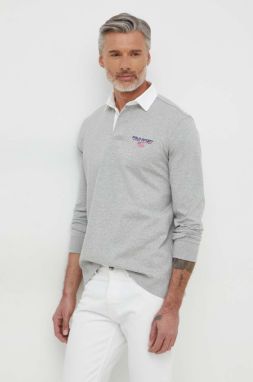 Bavlnené tričko s dlhým rukávom Polo Ralph Lauren šedá farba, melanžový