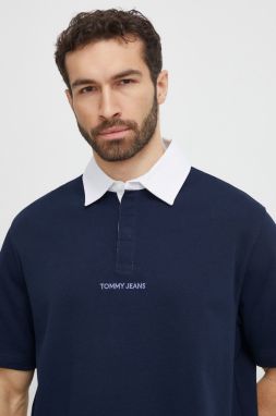 Bavlnené polo tričko Tommy Jeans tmavomodrá farba, jednofarebný