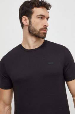 Bavlnené tričko Calvin Klein pánsky, čierna farba, jednofarebný