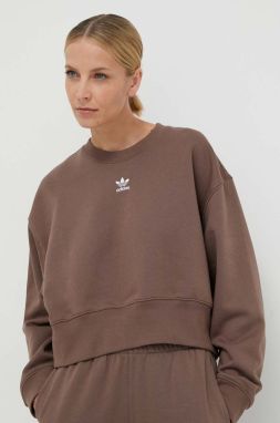 Mikina adidas Originals Adicolor Essentials Crew Sweatshirt dámska, hnedá farba, s nášivkou, IR5971