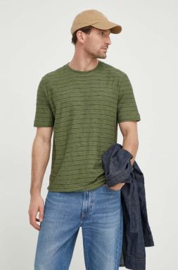 Bavlnené tričko Marc O'Polo pánsky, zelená farba, vzorovaný