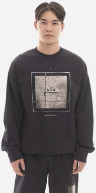 Bavlnená mikina A-COLD-WALL* Foil Grid Crewneck ACWMW075 BLACK pánska, čierna farba, s potlačou