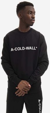 Bavlnená mikina A-COLD-WALL* Essential Logo Crewneck ACWMW082.-LIGHTORANG, pánska, čierna farba, s potlačou