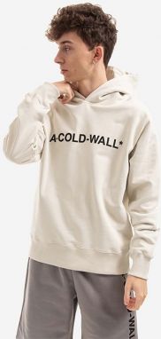 Bavlnená mikina A-COLD-WALL* Essential Logo Hoodie pánska, béžová farba, s kapucňou, s potlačou